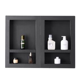Shower Niche, 16 x 24 inch + 16 x 24 inch Recessed Wall Niche with Movable Shelf, 4 inch Thick Modern Soap&Shampoo Storage Organizer,Square Corne