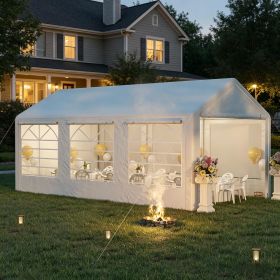 10' X 20' Heavy Duty White Party Tent Carport with Removable Sidewalls And Double Doors Large Canopy Sun Shade Shelter for Outdoor Events BBQ Wed